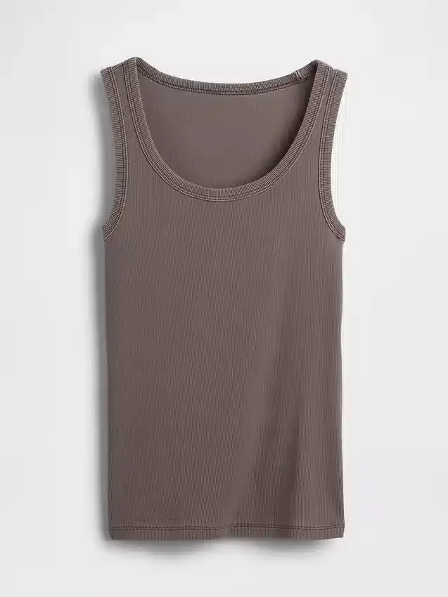 Geribde tanktop met ronde hals