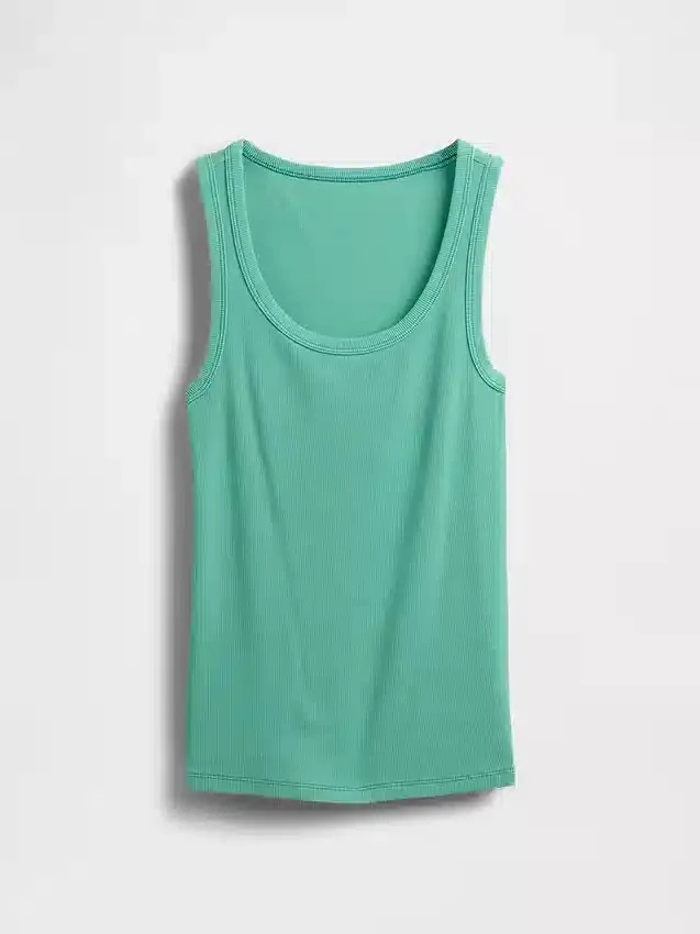 Geribde tanktop met ronde hals