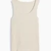 Geribde tanktop met ronde hals