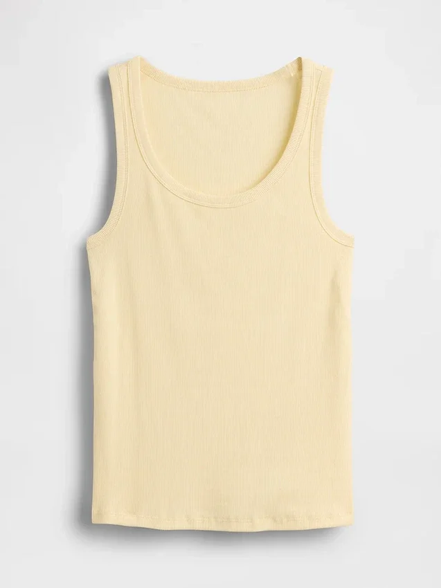Geribde tanktop met ronde hals