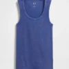 Geribde tanktop met ronde hals