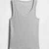 Geribde tanktop met ronde hals