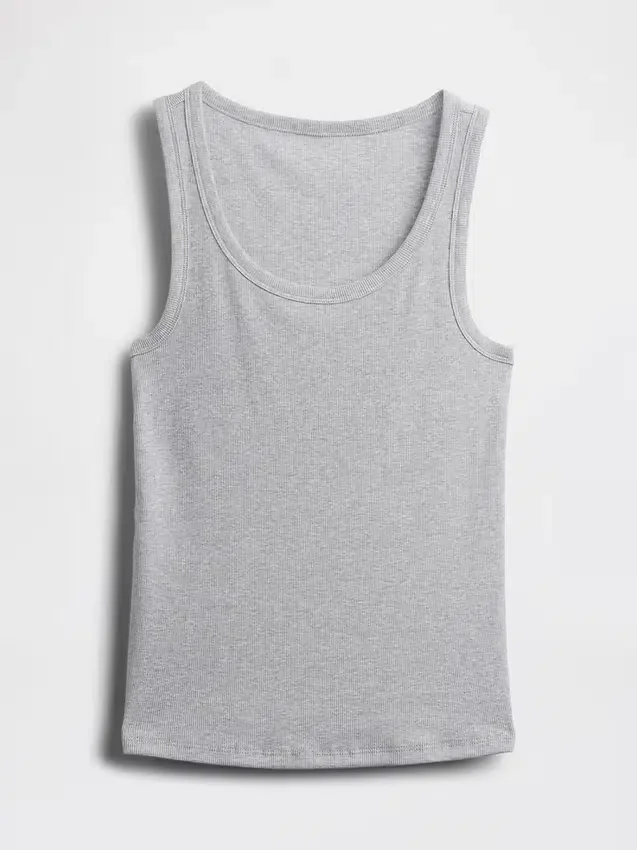 Geribde tanktop met ronde hals