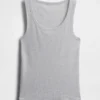 Geribde tanktop met ronde hals