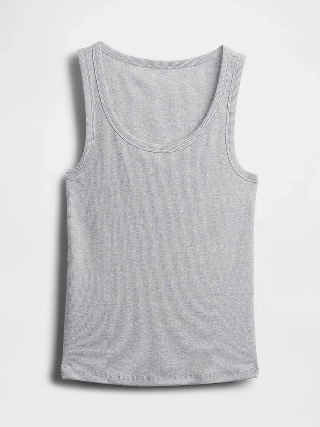 Geribde tanktop met ronde hals