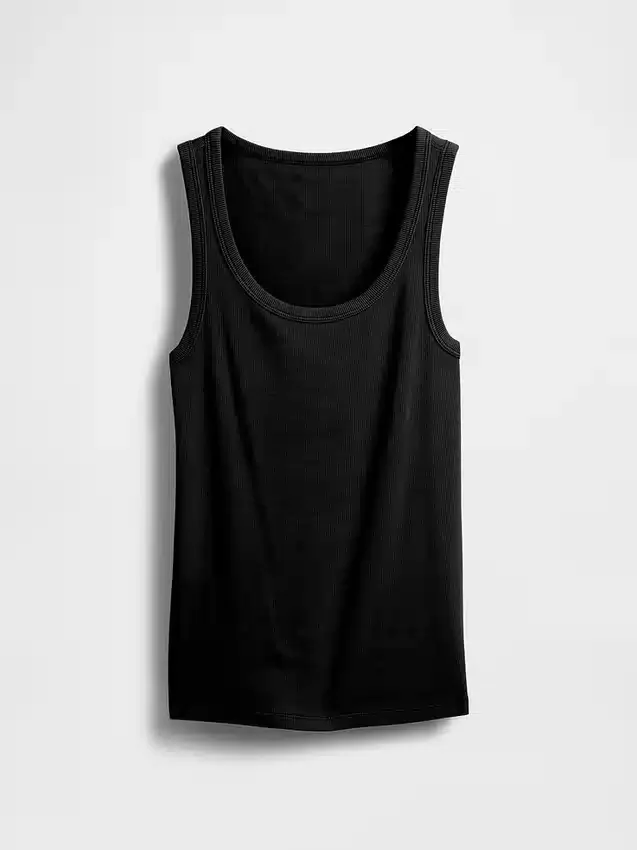 Geribde tanktop met ronde hals