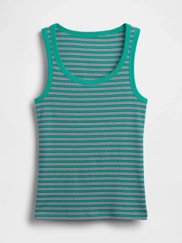 Geribde tanktop met ronde hals