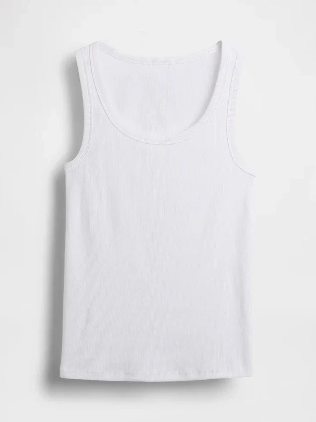 Geribde tanktop met ronde hals