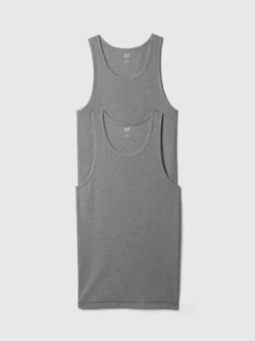 Geribde tanktop (set van 2)