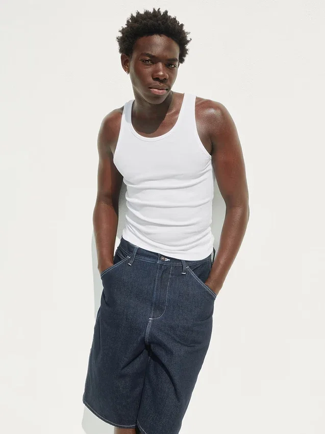 Geribde tanktop (set van 2)