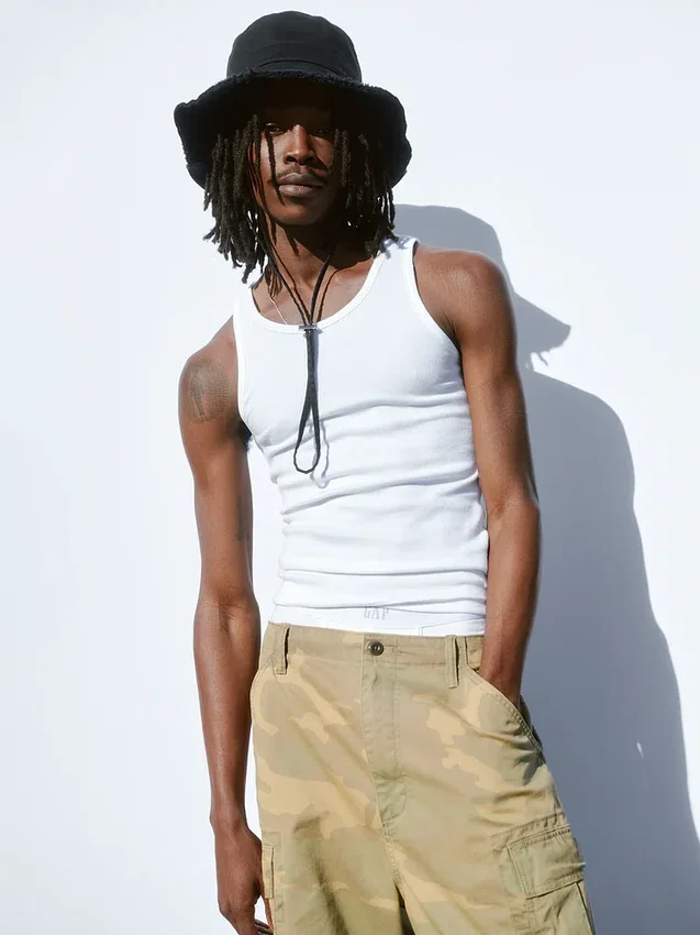 Geribde tanktop (set van 2)
