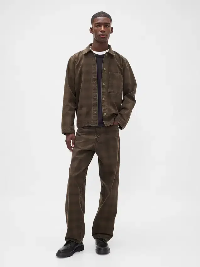 Geruite canvas baggy Jeans
