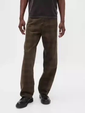 Geruite canvas baggy Jeans