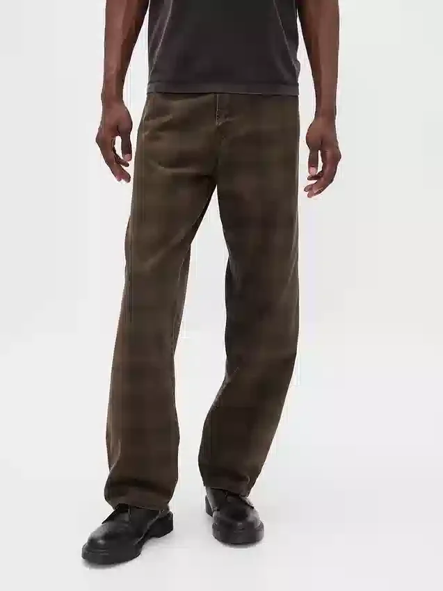 Geruite canvas baggy Jeans