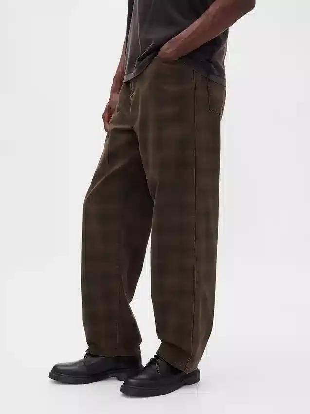 Geruite canvas baggy Jeans