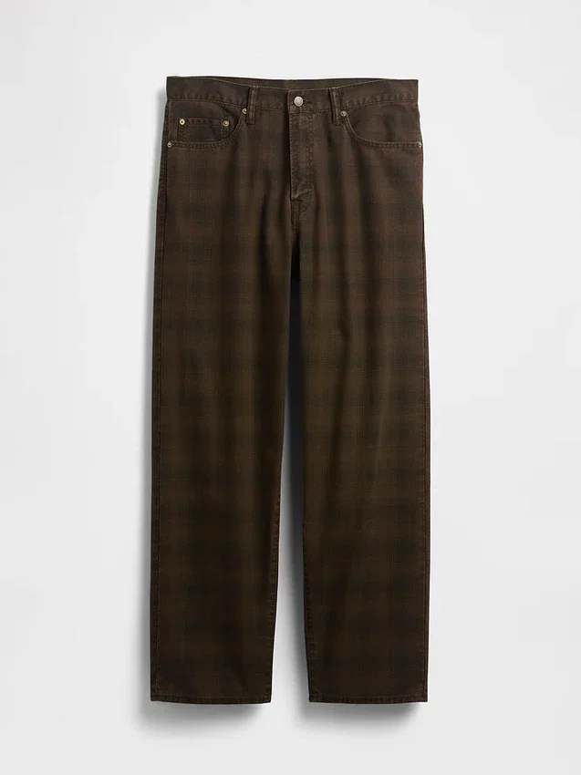Geruite canvas baggy Jeans