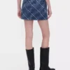 Geruite denim minirok