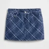 Geruite denim minirok