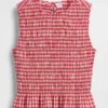 Gesmokte peplumtop met ginghamprint
