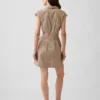 Gestreepte popeline mini-shirtjurk met getailleerde taille