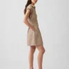 Gestreepte popeline mini-shirtjurk met getailleerde taille