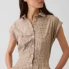 Gestreepte popeline mini-shirtjurk met getailleerde taille
