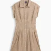 Gestreepte popeline mini-shirtjurk met getailleerde taille