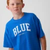 Get Blue kinder-T-shirt met logo in relaxte pasvorm