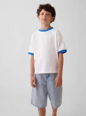 Get Blue kinder-T-shirt met logo in relaxte pasvorm