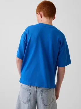 Get Blue kinder-T-shirt met logo in relaxte pasvorm