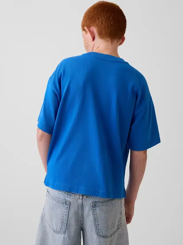 Get Blue kinder-T-shirt met logo in relaxte pasvorm