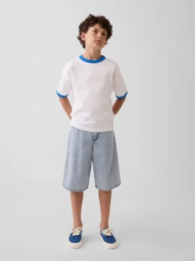Get Blue kinder-T-shirt met logo in relaxte pasvorm
