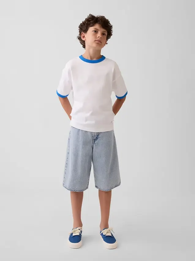 Get Blue kinder-T-shirt met logo in relaxte pasvorm