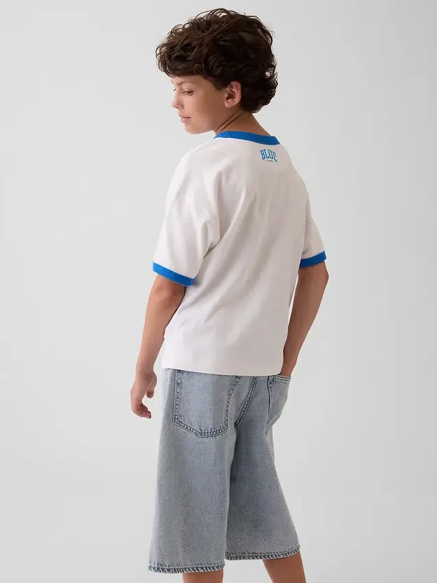 Get Blue kinder-T-shirt met logo in relaxte pasvorm