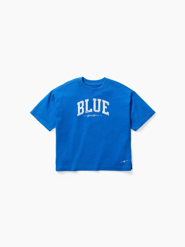 Get Blue kinder-T-shirt met logo in relaxte pasvorm