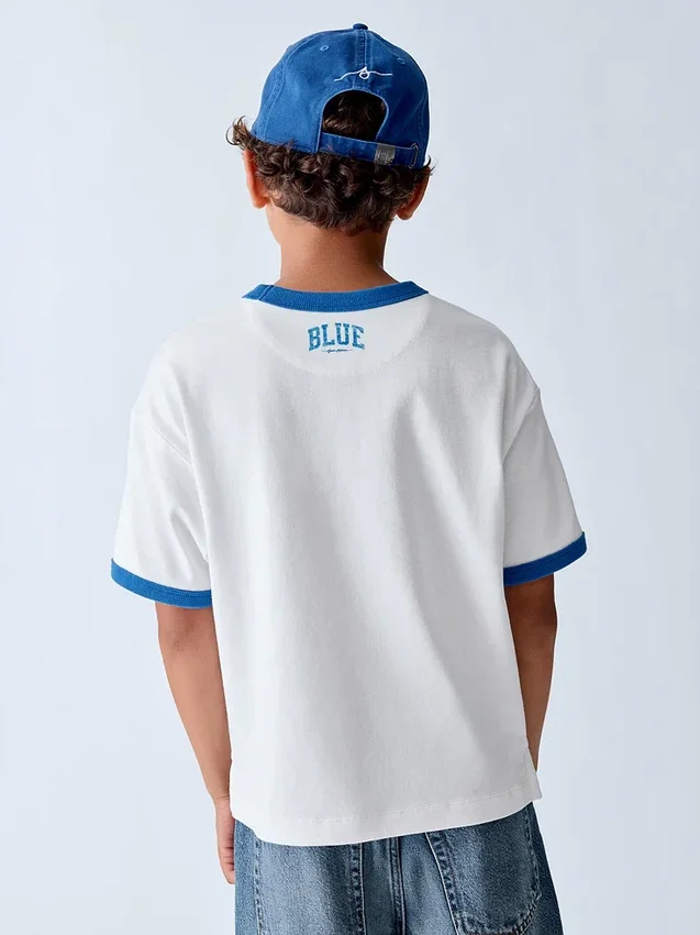Get Blue kinder-T-shirt met logo in relaxte pasvorm