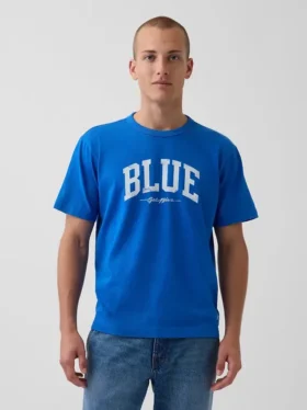 Get Blue T-shirt met logo in relaxte pasvorm