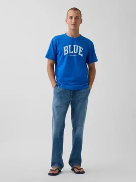 Get Blue T-shirt met logo in relaxte pasvorm