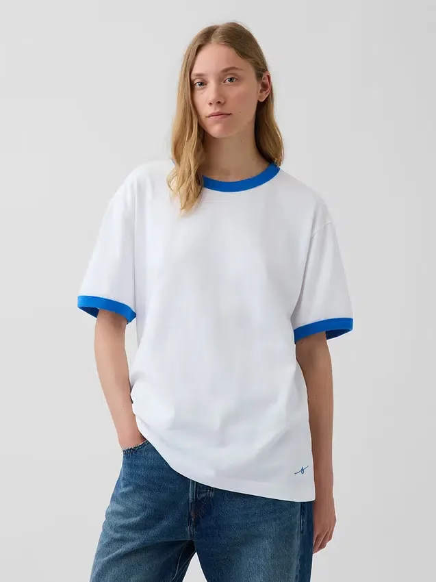 Get Blue T-shirt met logo in relaxte pasvorm