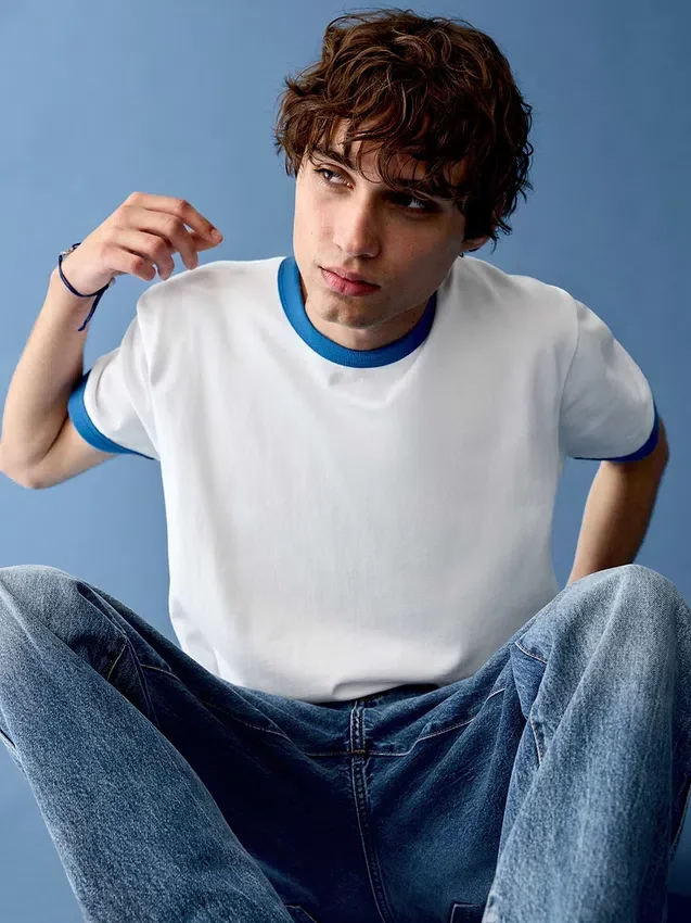 Get Blue T-shirt met logo in relaxte pasvorm