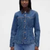 Getailleerd lang denimjasje