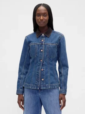 Getailleerd lang denimjasje