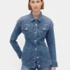 Getailleerd lang denimjasje