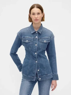 Getailleerd lang denimjasje