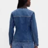 Getailleerd lang denimjasje