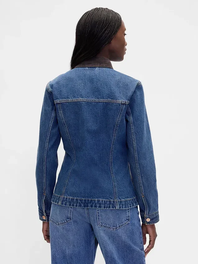 Getailleerd lang denimjasje