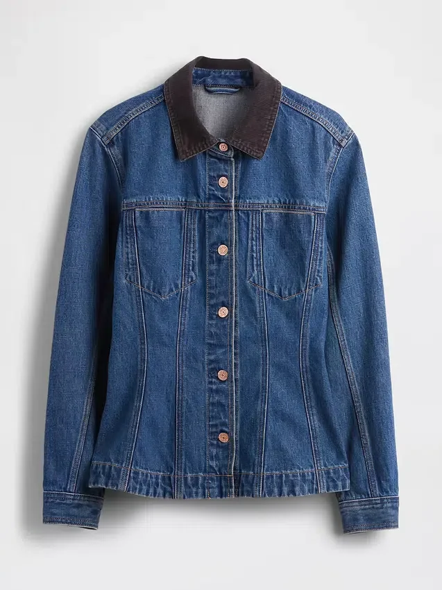 Getailleerd lang denimjasje