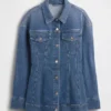 Getailleerd lang denimjasje