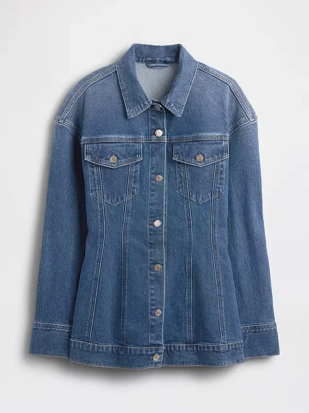 Getailleerd lang denimjasje