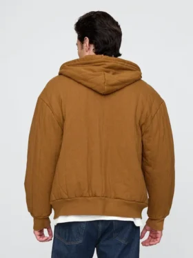 Gewatteerde hoodie met rits en wafelvoering